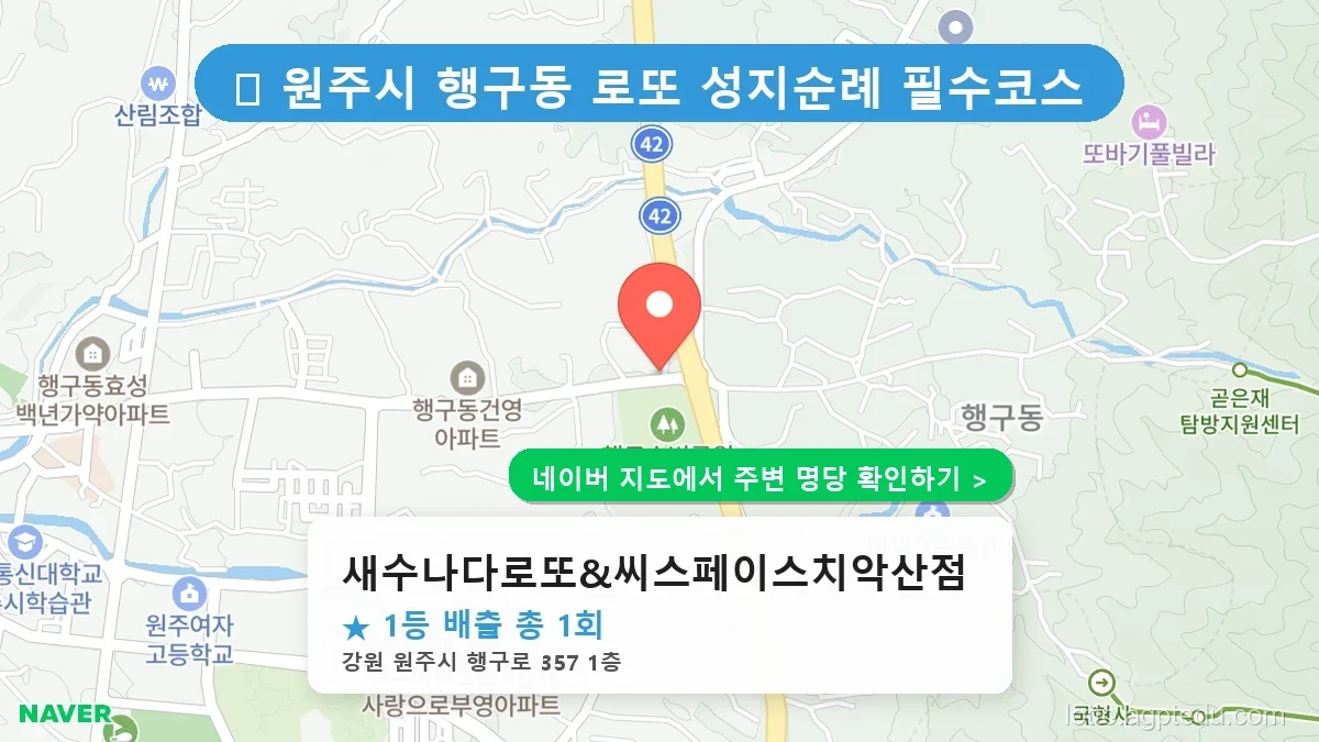 제1233회 원주시 행구동 로또 명당 새수나다로또&씨스페이스치악산점 위치 및 상세정보