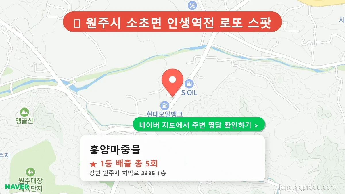 [2026 강원 원주시 로또 명당 순위 TOP 10] 1등 최다 배출 판매점 리스트 완벽 정리