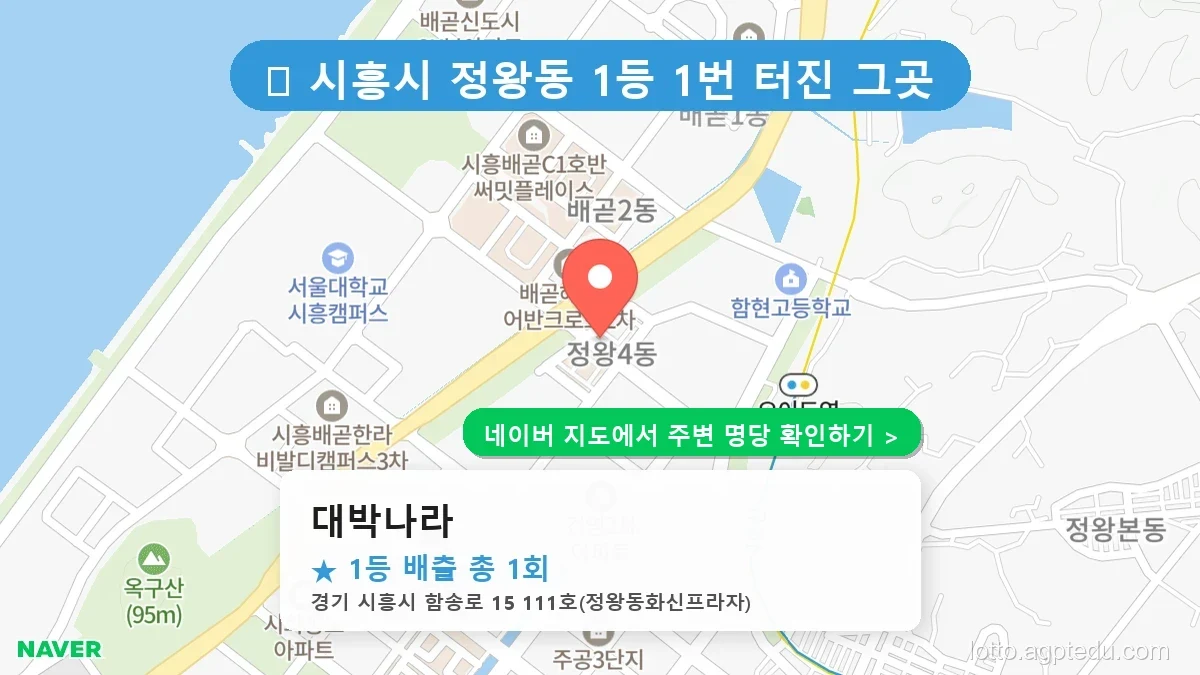 [경기 시흥시 로또 명당] 대박나라 1등 당첨 내역 및 위치 총정리
