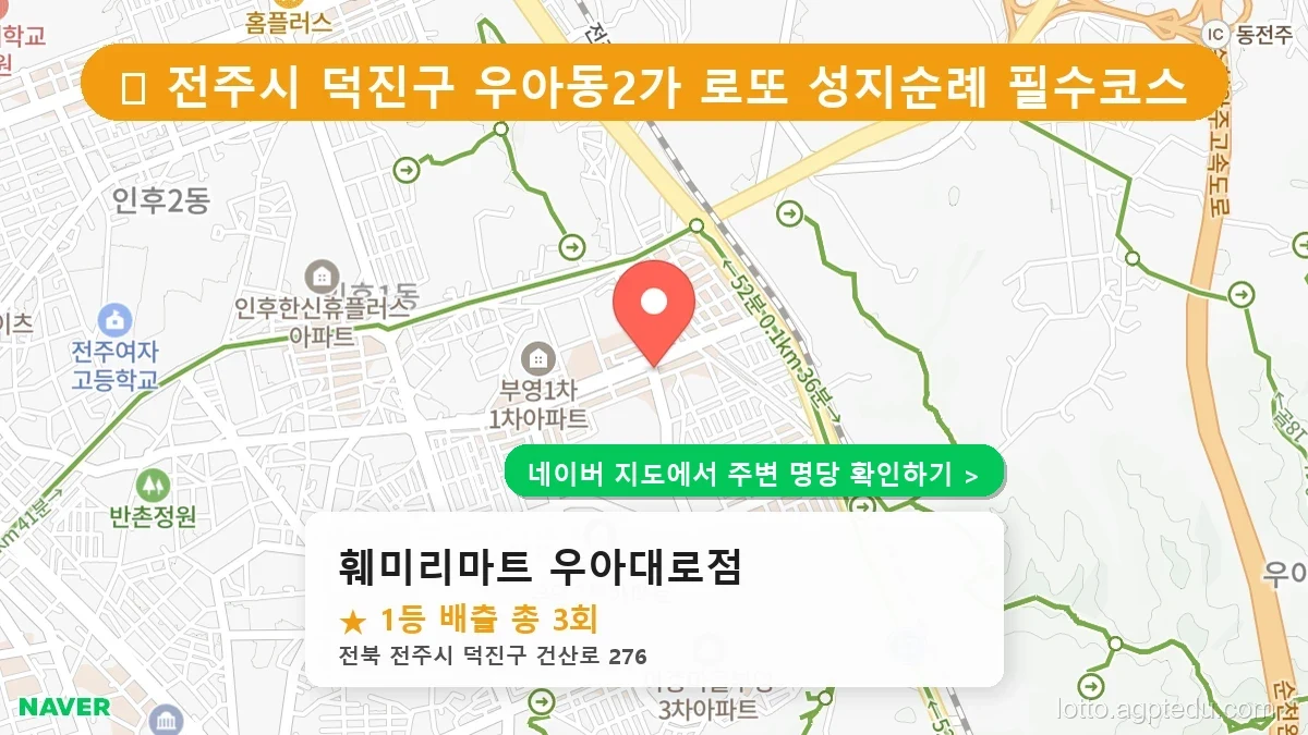 전북 전주시 덕진구 우아동2가 로또 명당 훼미리마트 우아대로점 1등 당첨 배출점 전경