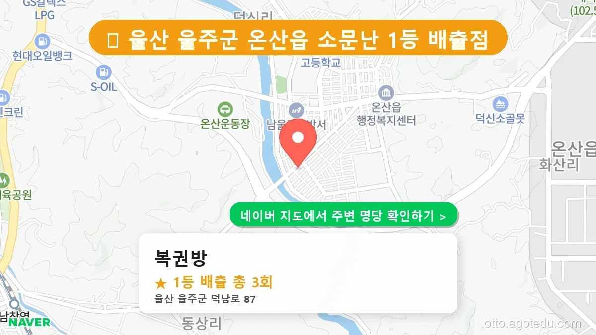 [울산 울주군 로또 1등 3번] 복권방 명당의 비밀과 최신 동향