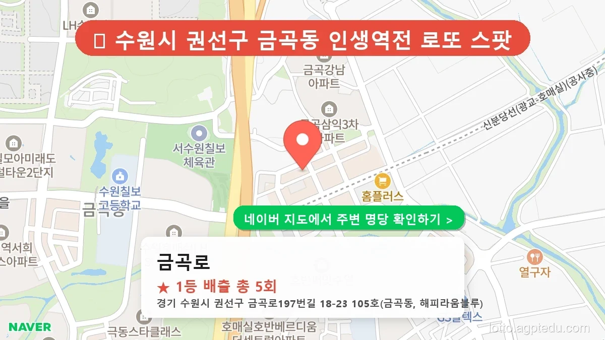 제1222회 수원시 금곡동 로또 명당 금곡로 위치 및 상세정보