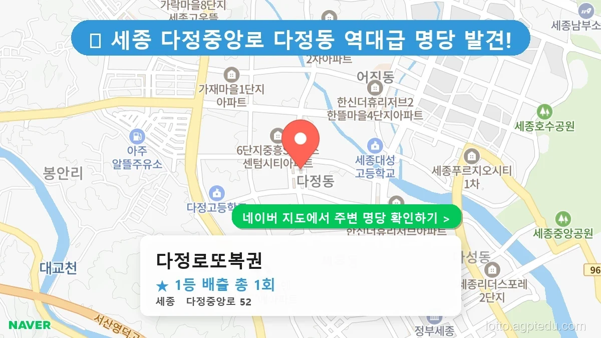세종 다정중앙로 로또 명당 BEST 1, 1등 배출점 다정로또복권 방문 후기