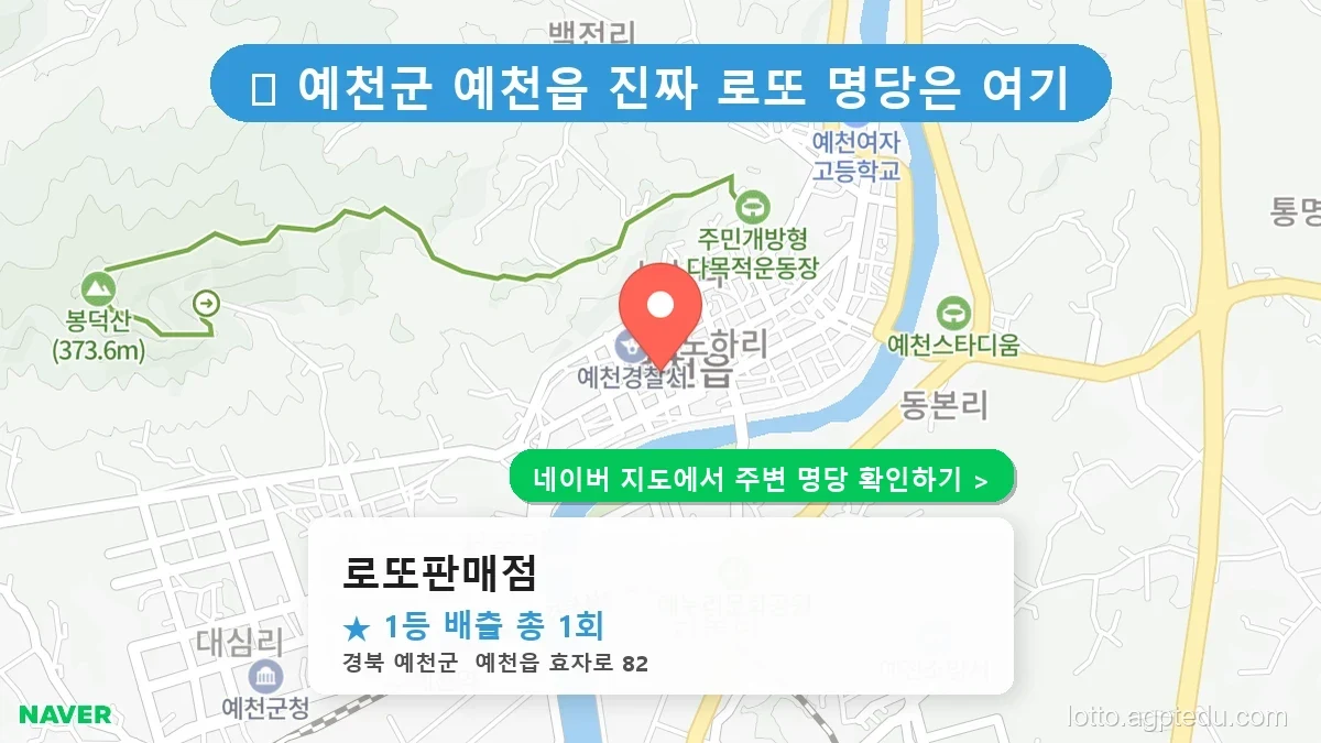 경북 예천군 로또 명당 BEST 2, 1등 기운 가득한 판매점은 어디?