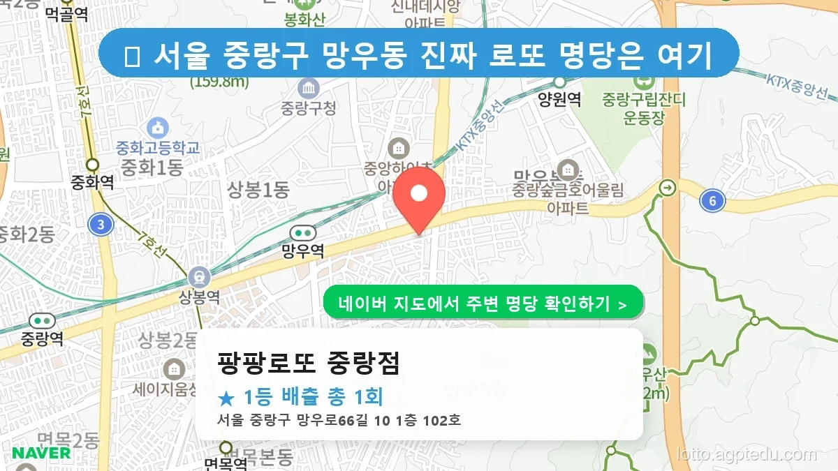 서울 중랑구 최고 명당 ‘팡팡로또 중랑점’ 로또 6/45 당첨 이력 완벽 분석