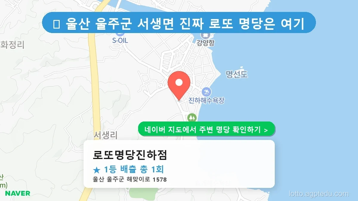 울산 울주군 서생면 로또 명당 로또명당진하점 1등 당첨 배출점 전경