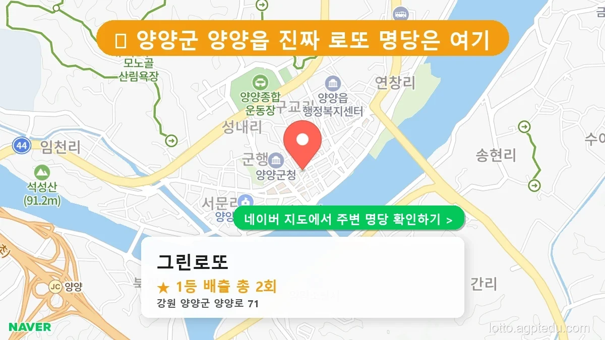 강원 양양군 양양읍 로또 명당 그린로또 1등 당첨 배출점 전경