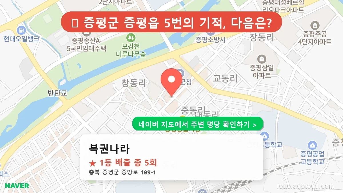 [2024 충북 증평군 로또 명당 TOP 3] 1등 최다 배출 판매점 리스트 완벽 정리