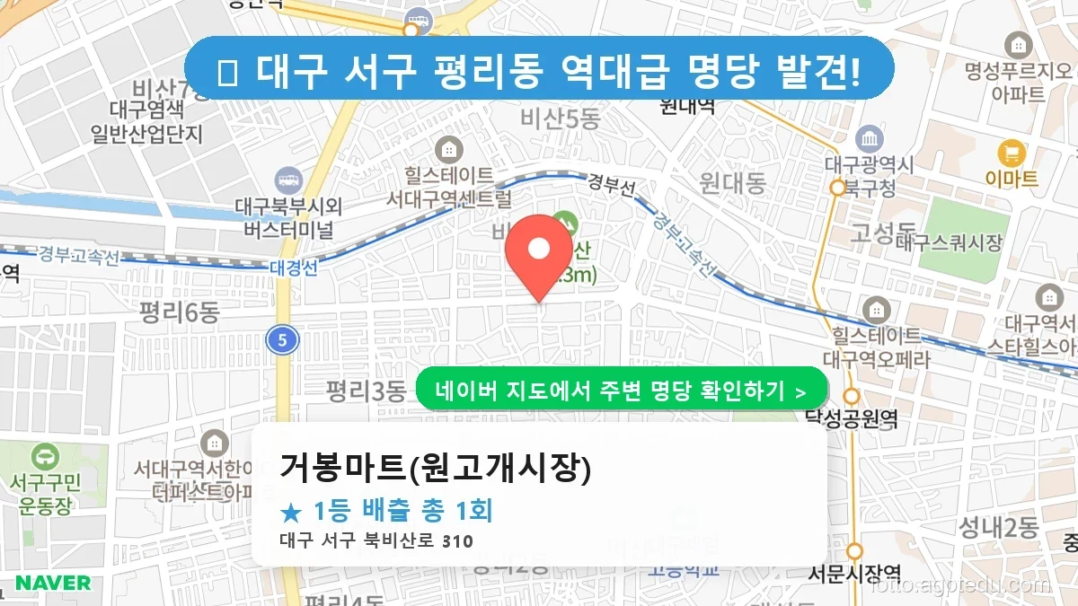 [대구 서구 로또 명당] 거봉마트(원고개시장) 1등 당첨 내역 및 위치 총정리