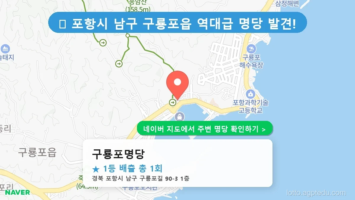 로또 성지 순례: 경북 포항시 구룡포명당 1등 1회 배출의 진실