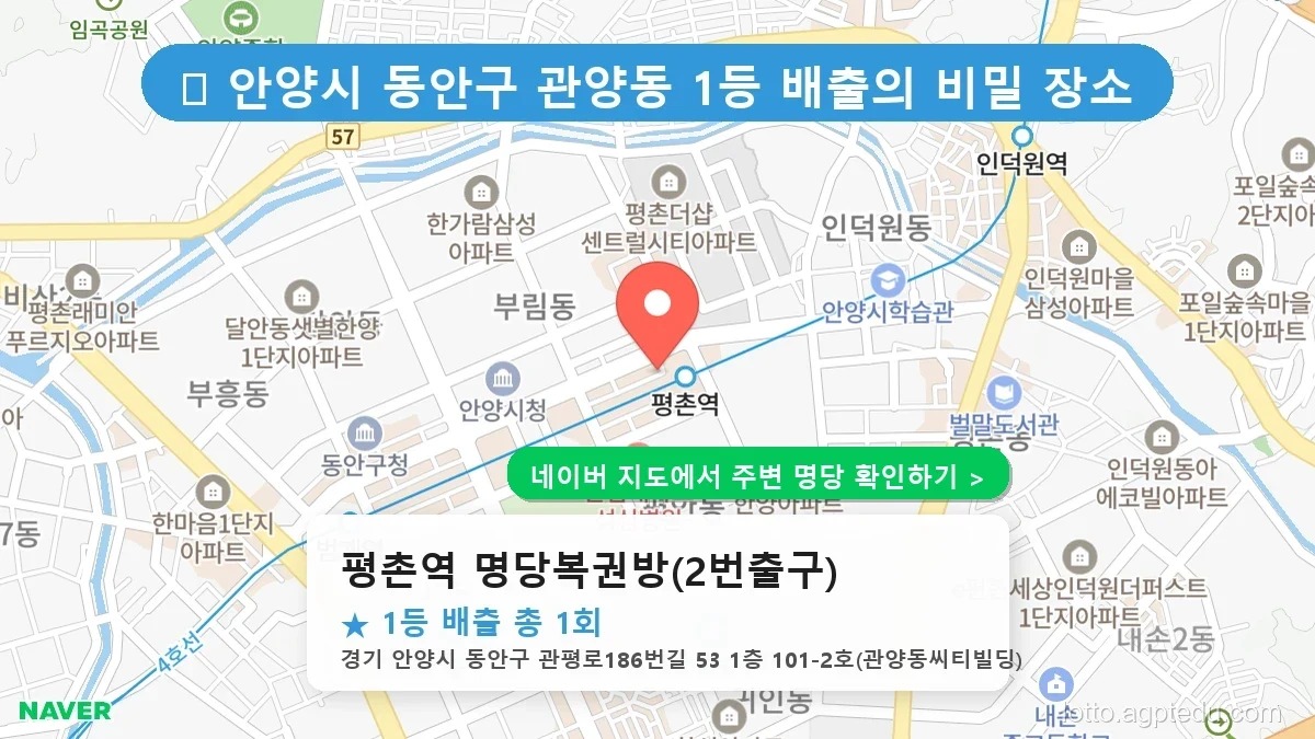 제1238회 안양시 관양동 로또 명당 평촌역 명당복권방(2번출구) 위치 및 상세정보