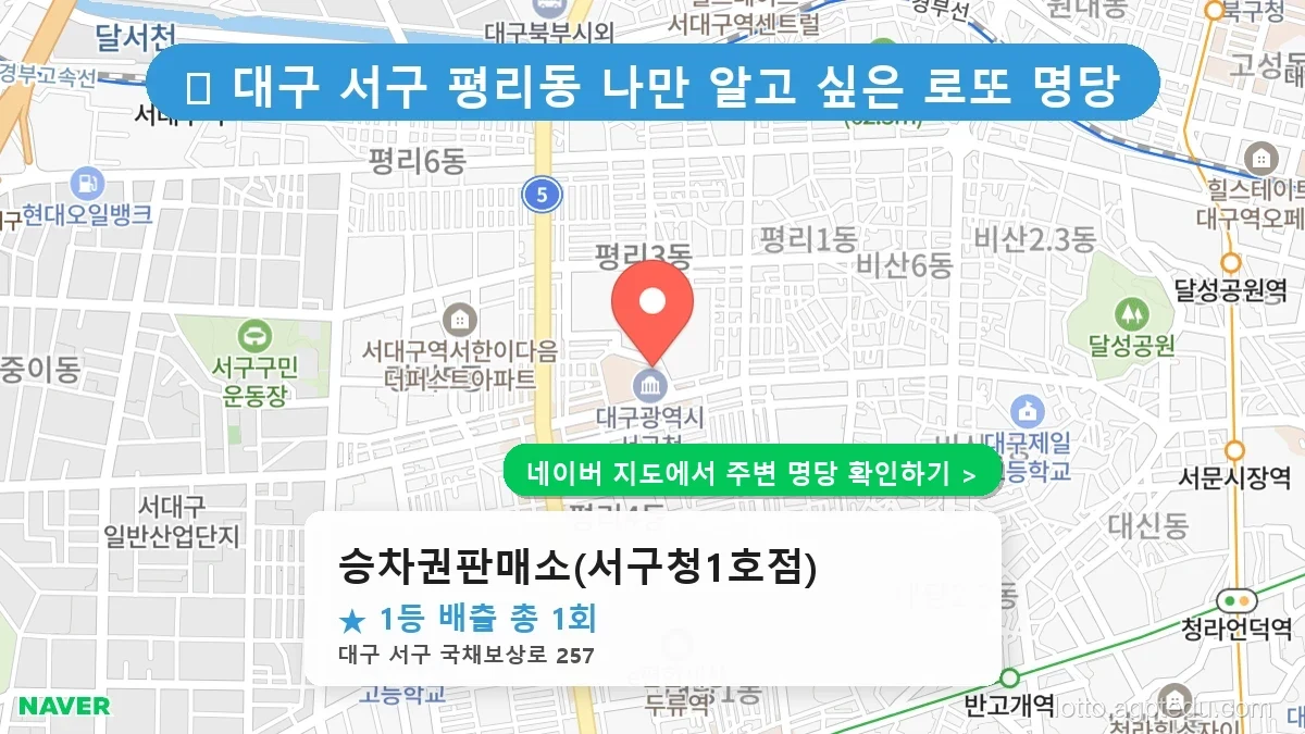 대구 서구 평리동 로또 명당 승차권판매소(서구청1호점) 1등 당첨 배출점 전경