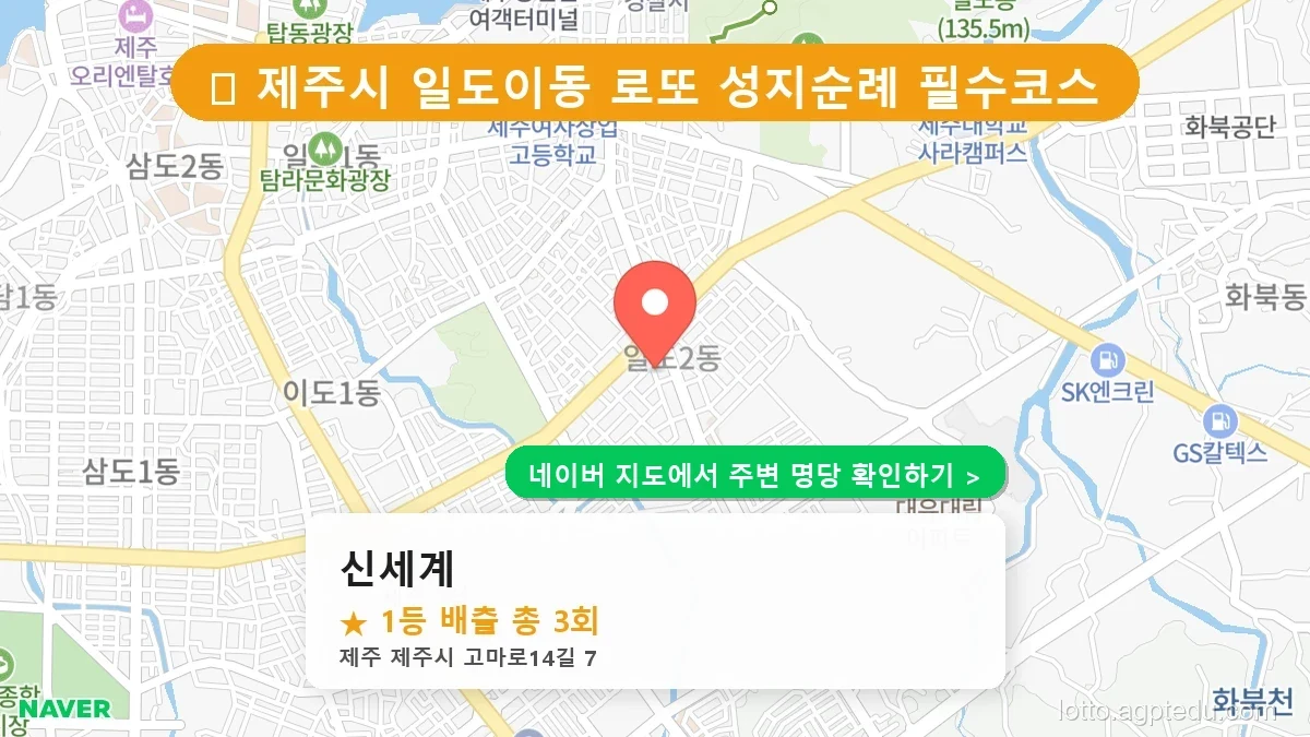 제주 제주시 일도이동 로또 명당 신세계 1등 당첨 배출점 전경