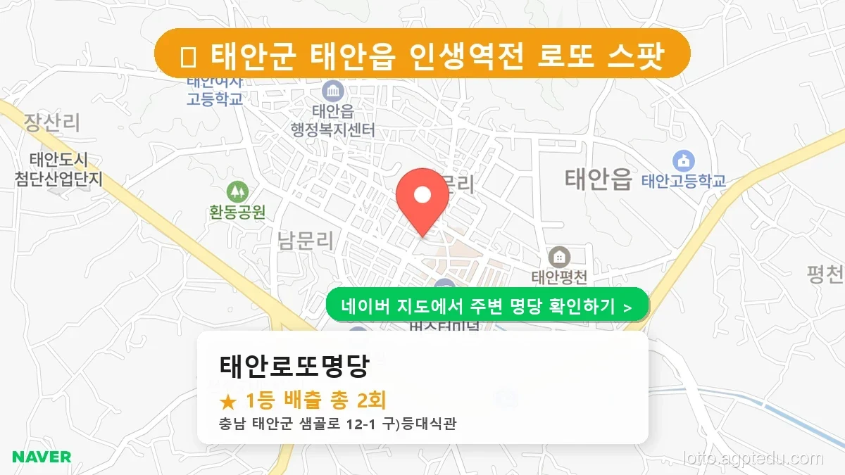 제1234회 태안군 태안읍 로또 명당 태안로또명당 위치 및 상세정보