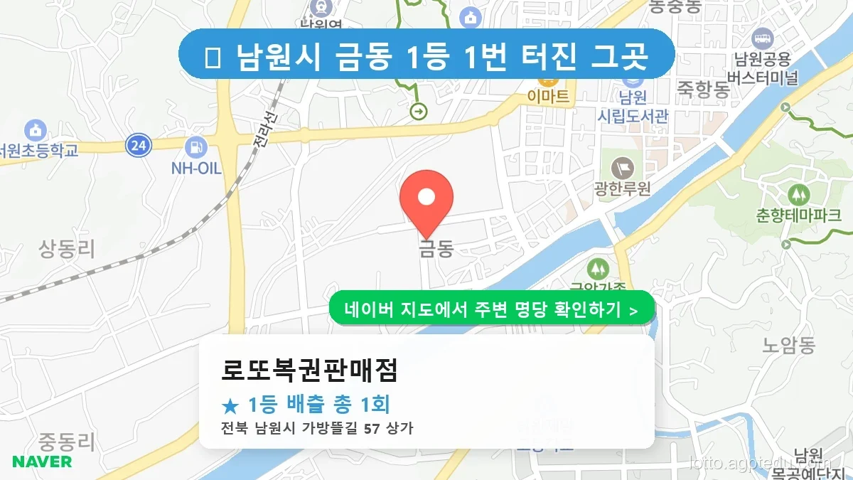 전북 남원시 금동 로또 명당 로또복권판매점 1등 당첨 배출점 전경