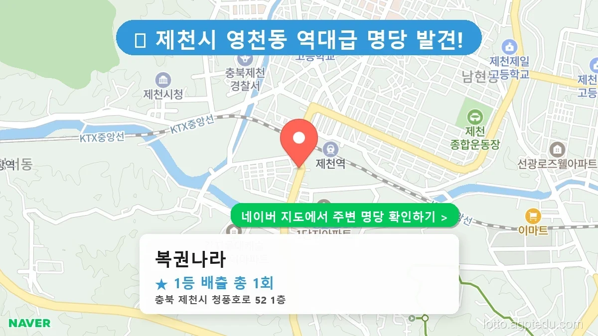 충북 제천시 영천동 로또 명당 복권나라 1등 당첨 배출점 전경