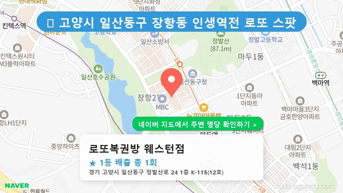 제1234회 고양시 장항동 로또 명당 로또복권방 웨스턴점 위치 및 상세정보