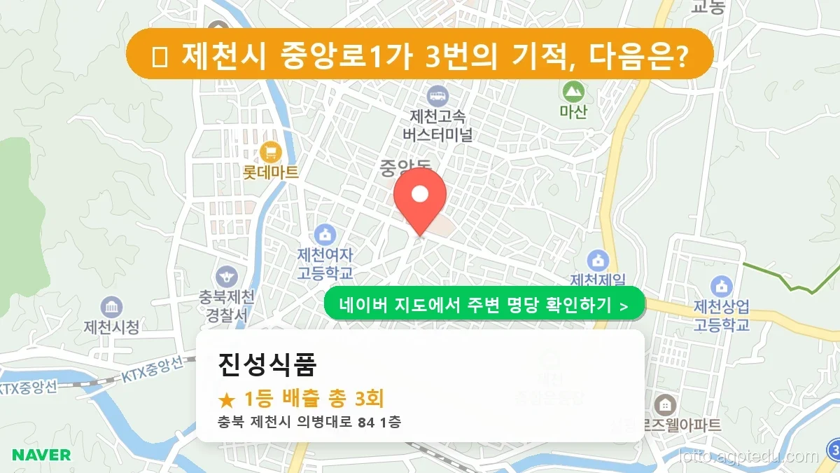 충북 제천시 중앙로1가 로또 명당 진성식품 1등 당첨 배출점 전경