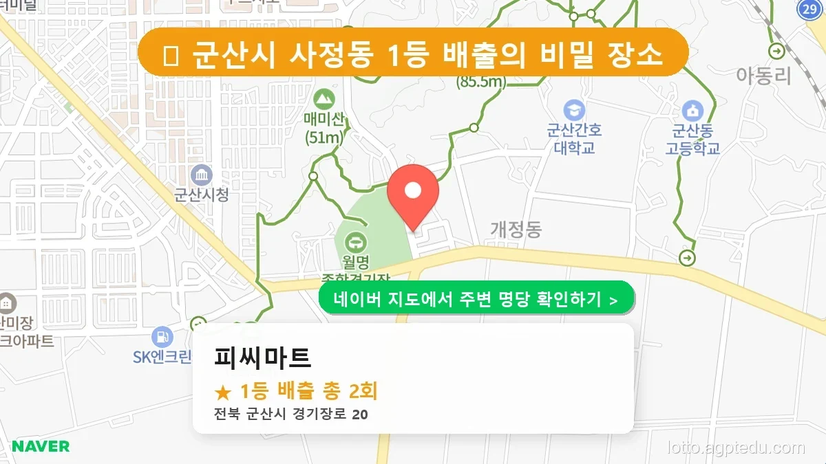 전북 군산시 사정동 로또 명당 피씨마트 1등 당첨 배출점 전경