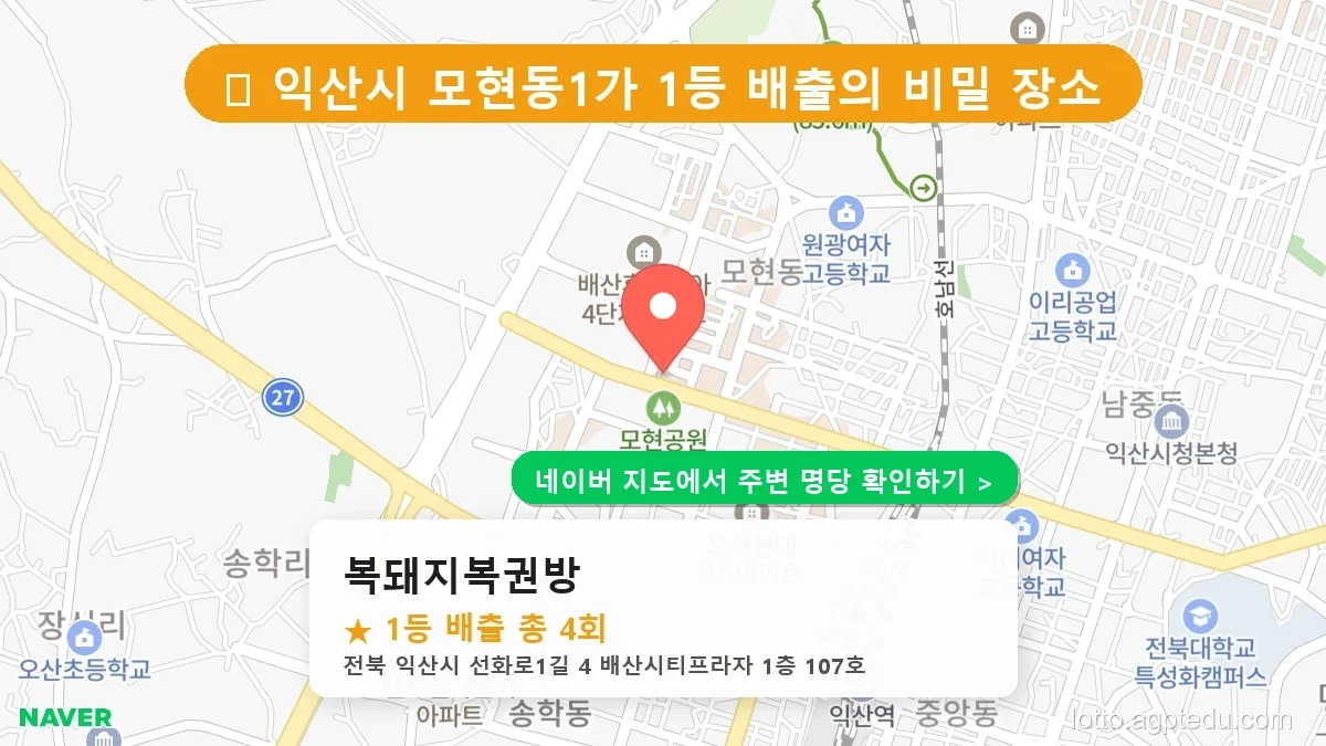 전북 익산시 모현동1가 로또 명당 복돼지복권방 1등 당첨 배출점 전경