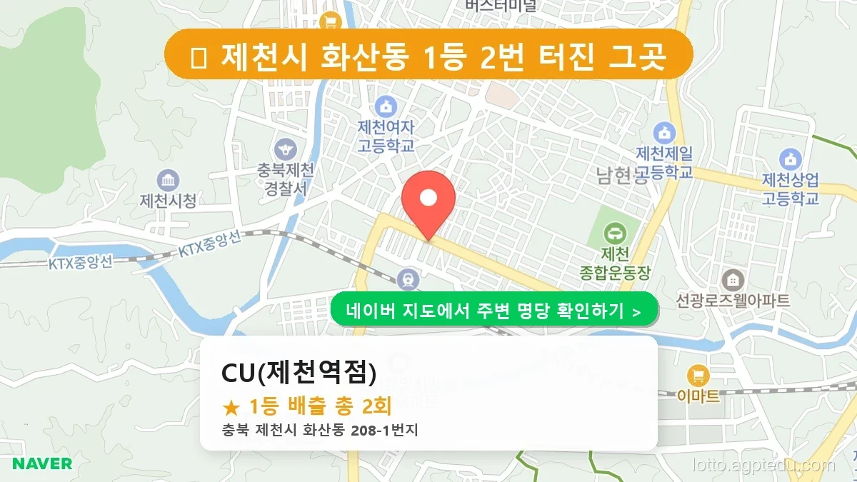 충북 제천시 화산동 로또 명당 CU(제천역점) 1등 당첨 배출점 전경