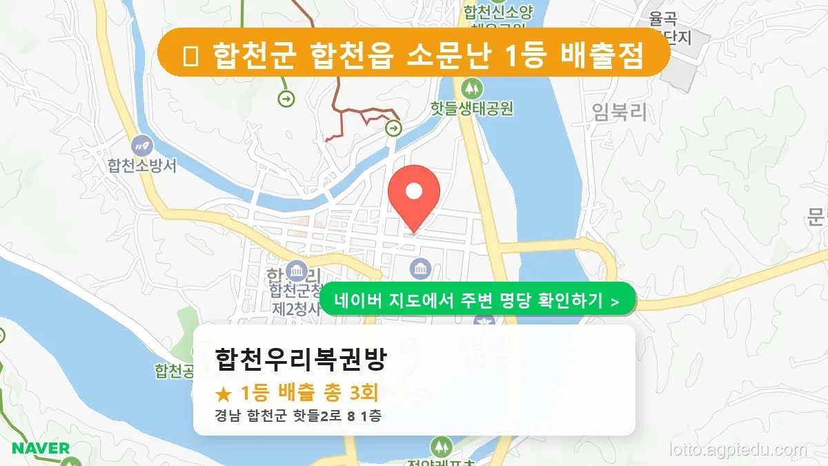 경남 합천군 로또 명당 BEST 1, 합천우리복권방 당첨 비결은?