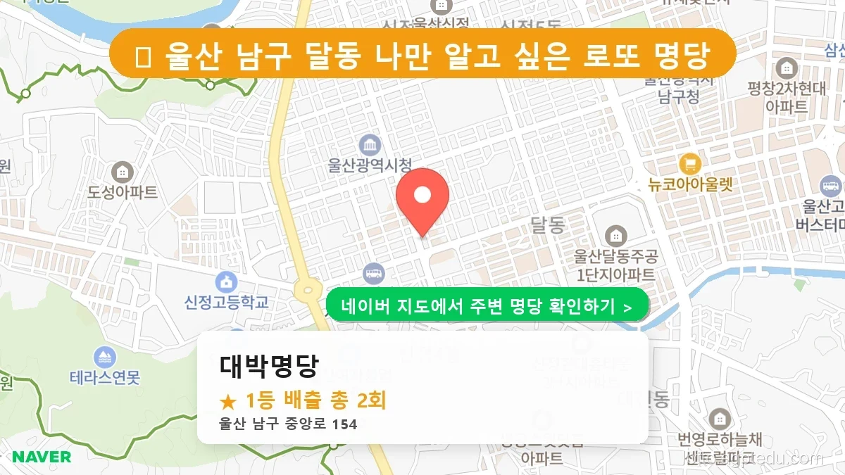 울산 남구 달동 로또 명당 대박명당 1등 당첨 배출점 전경