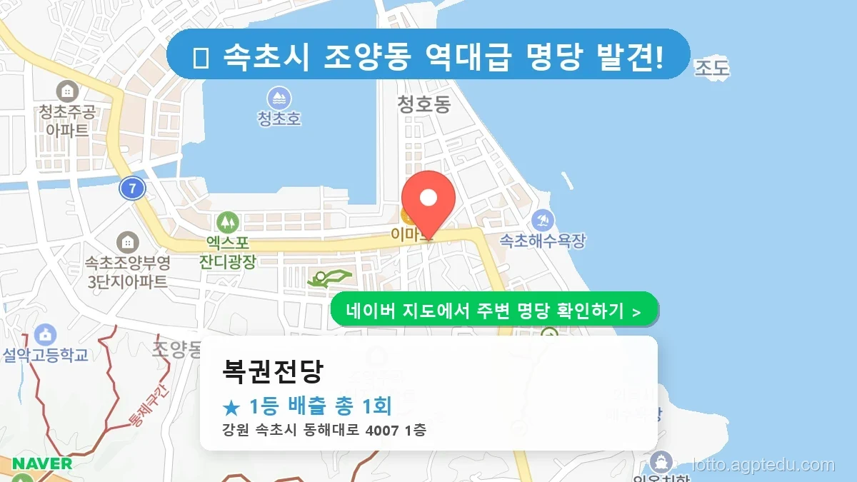 강원 속초시 조양동 로또 명당 복권전당 1등 당첨 배출점 전경
