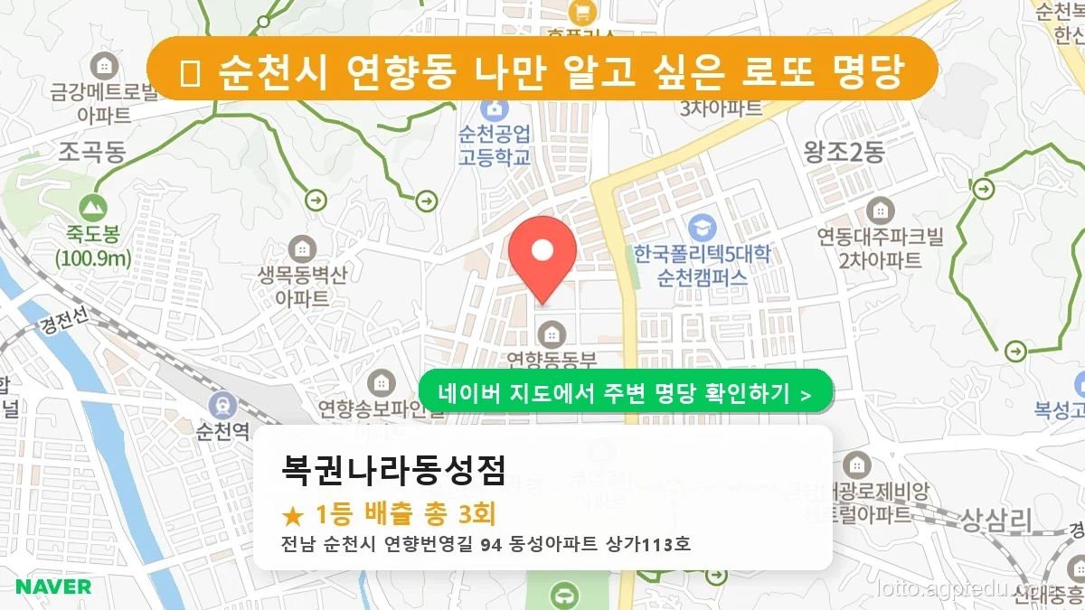 전남 순천시 연향동 로또 명당 복권나라동성점 1등 당첨 배출점 전경