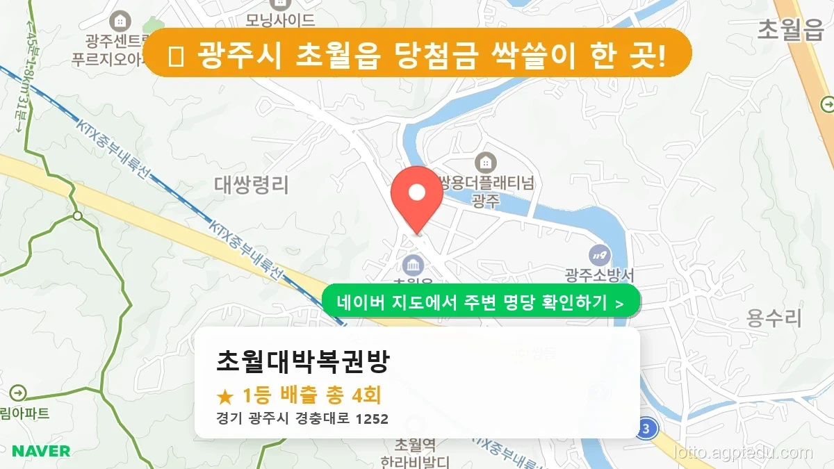 제1234회 광주시 초월읍 로또 명당 초월대박복권방 위치 및 상세정보