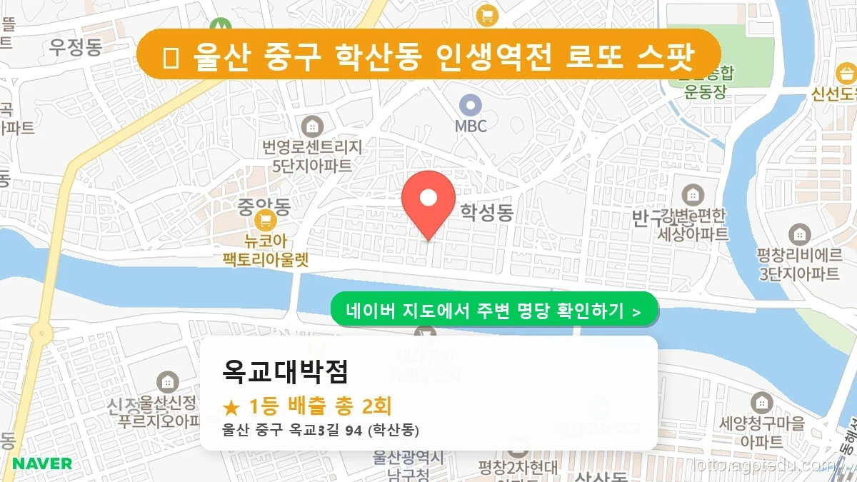 울산 중구 학산동 로또 명당 옥교대박점 1등 당첨 배출점 전경