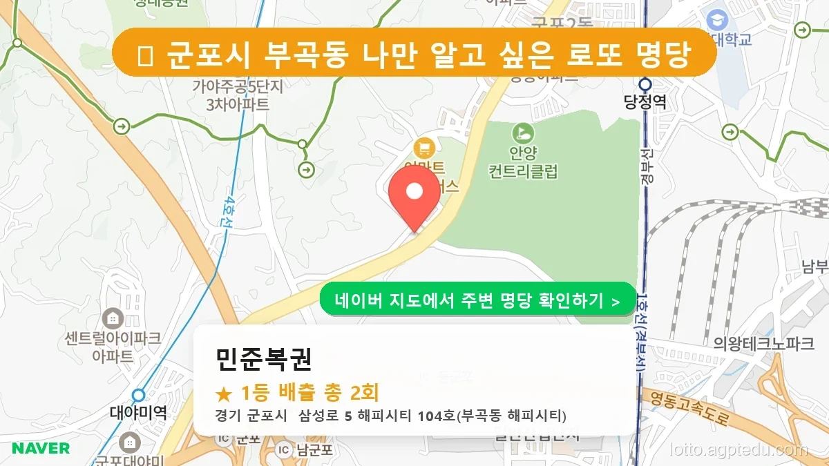 경기 군포시 부곡동 로또 명당 민준복권 1등 당첨 배출점 전경