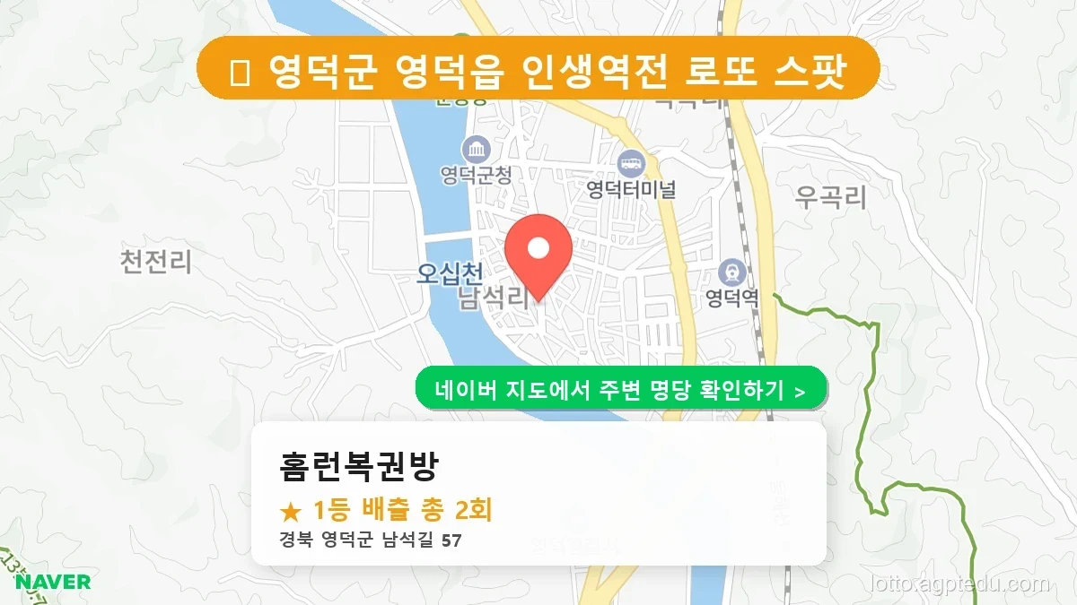 경북 영덕군 로또 명당 BEST 2, 1등 당첨 기운 가득한 판매점 추천