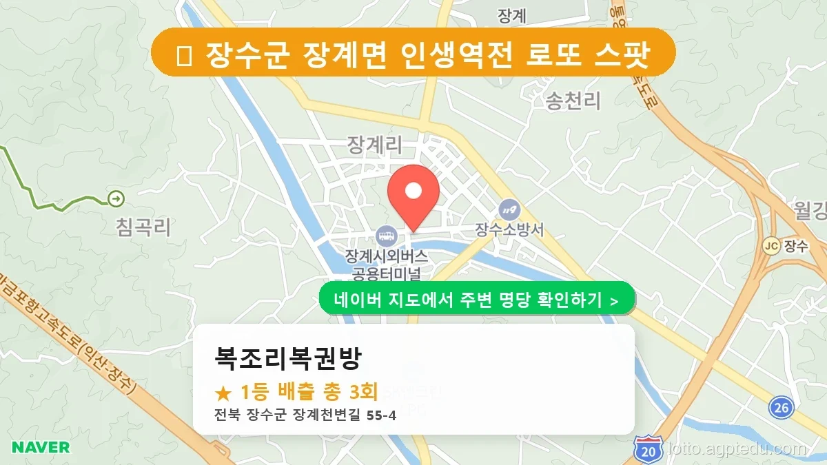 전북 장수군 로또 명당 BEST 3, 1등 당첨 기운 가득한 판매점 리스트