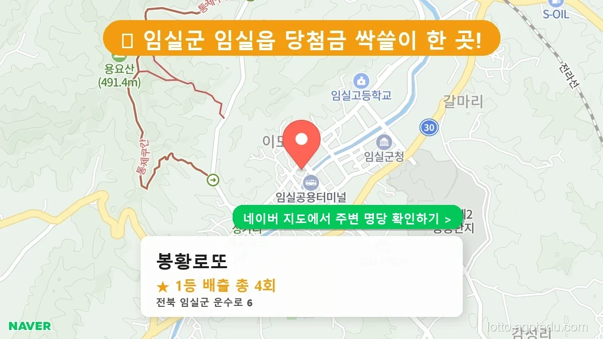 [전북 임실군 로또 명당 BEST 1] 1등 배출점 봉황로또 방문 후기 및 위치 정보