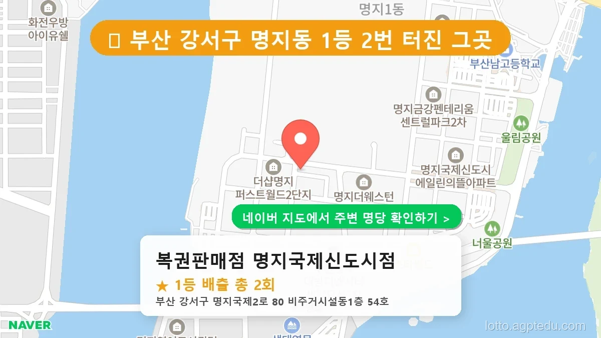 제1224회 강서구 명지동 로또 명당 복권판매점 명지국제신도시점 위치 및 상세정보