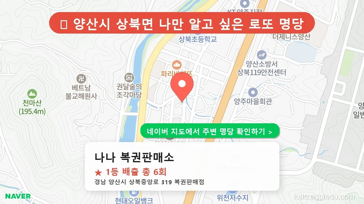 [2026 경남 양산시 로또 명당 순위 TOP 10] 1등 최다 배출 판매점 리스트 완벽 정리
