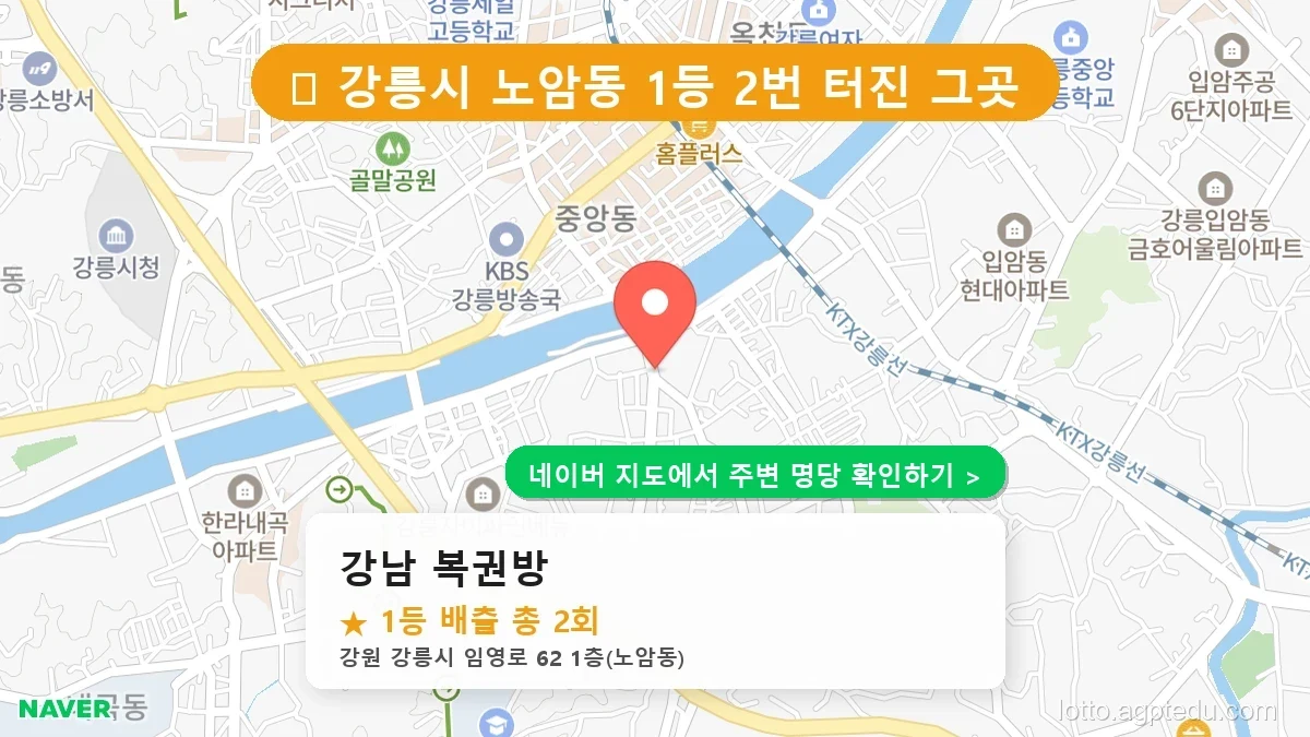 강원 강릉시 노암동 로또 명당 강남 복권방 1등 당첨 배출점 전경