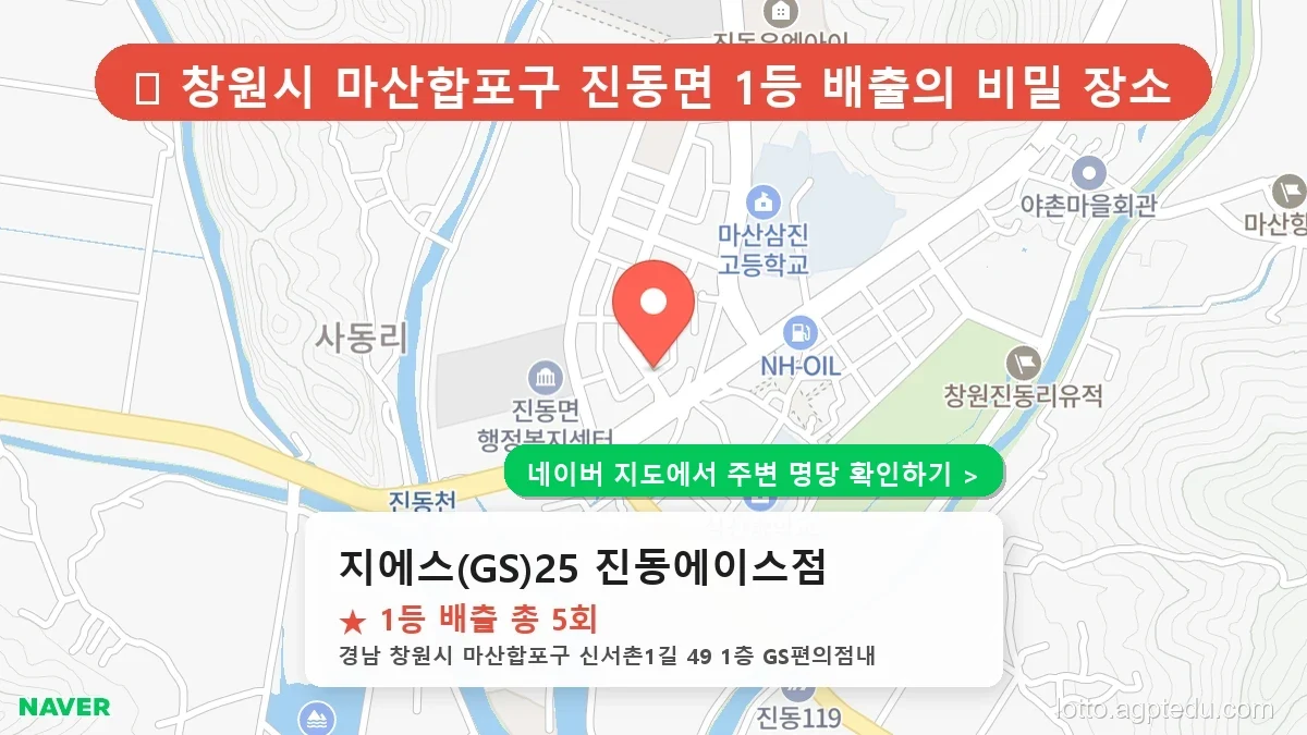 제1233회 창원시 진동면 로또 명당 지에스(GS)25 진동에이스점 위치 및 상세정보