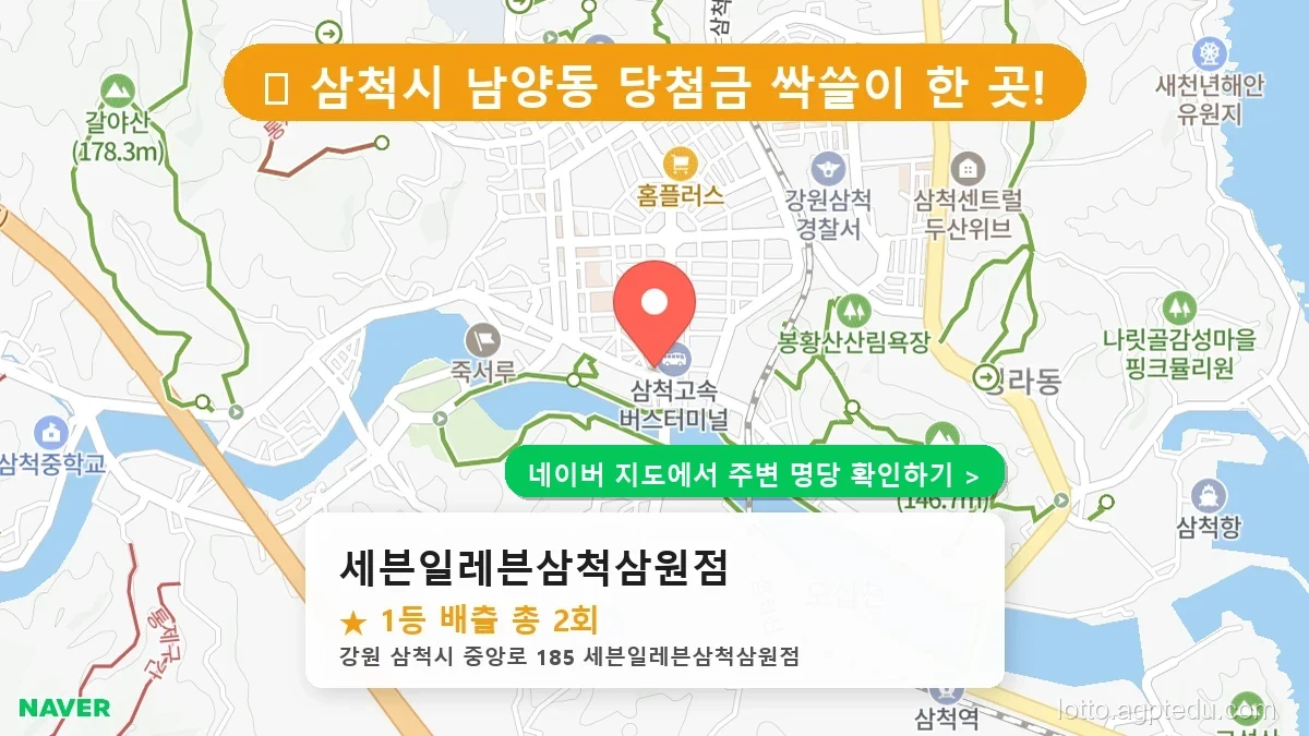 강원 삼척시 남양동 로또 명당 세븐일레븐삼척삼원점 1등 당첨 배출점 전경