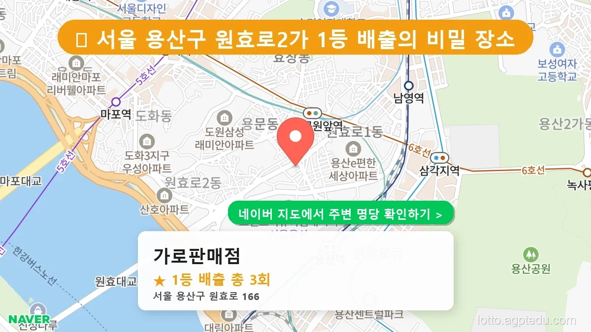 제1224회 용산구 원효로2가 로또 명당 가로판매점 위치 및 상세정보