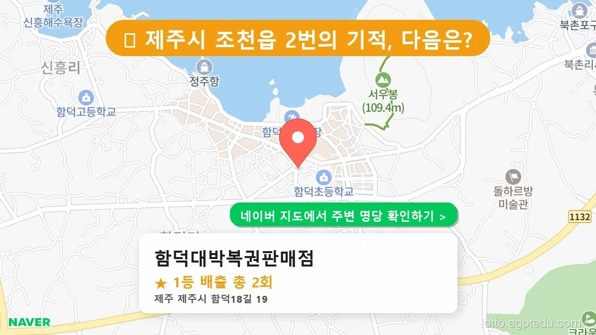 제1236회 제주시 조천읍 로또 명당 함덕대박복권판매점 위치 및 상세정보