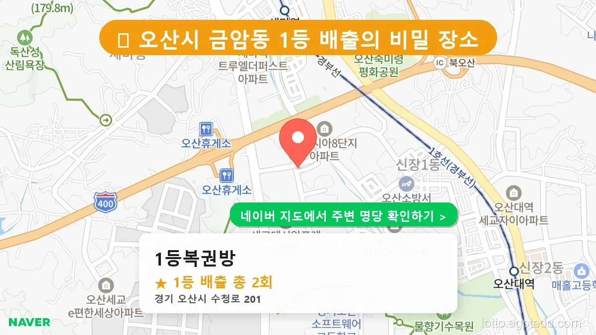 제1232회 오산시 금암동 로또 명당 1등복권방 위치 및 상세정보