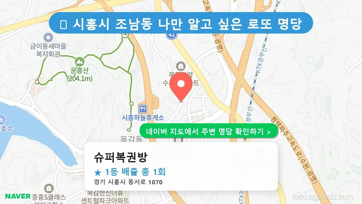 제1233회 시흥시 조남동 로또 명당 슈퍼복권방 위치 및 상세정보