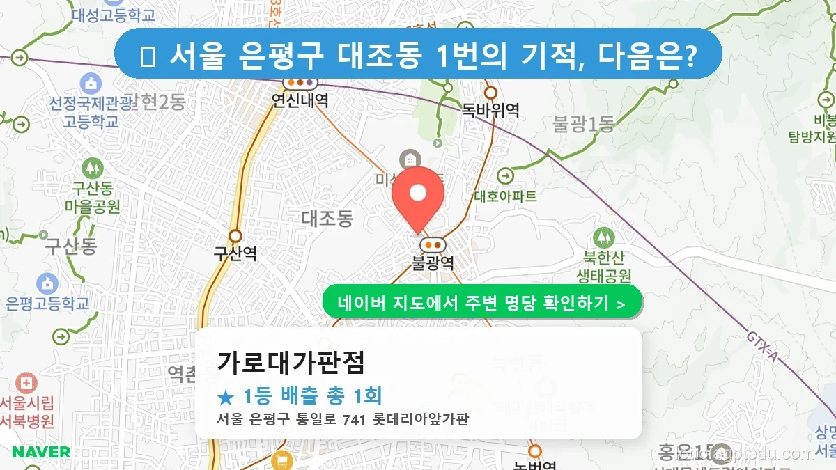 제1233회 은평구 대조동 로또 명당 가로대가판점 위치 및 상세정보