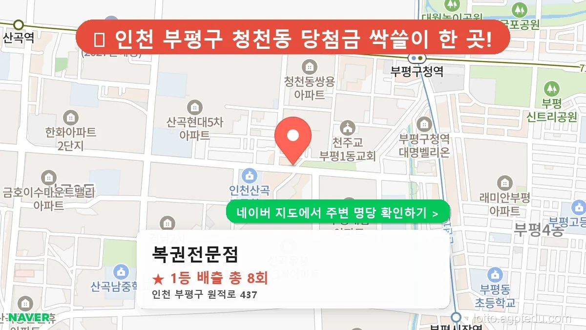 제1224회 부평구 청천동 로또 명당 복권전문점 위치 및 상세정보