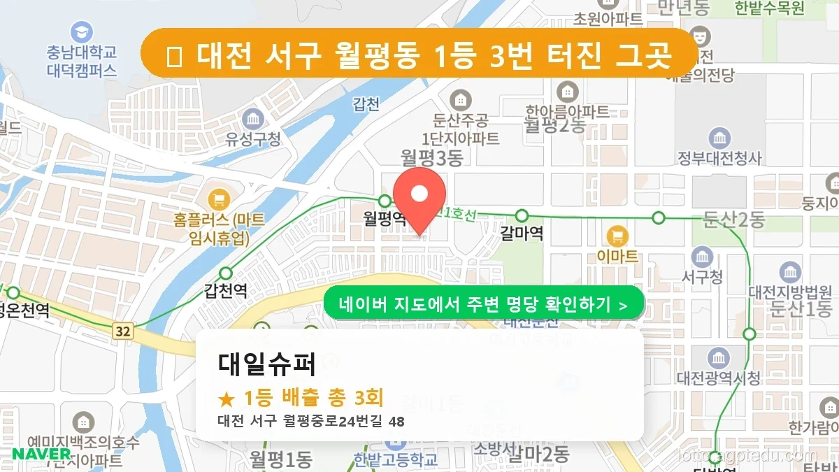제1236회 서구 월평동 로또 명당 대일슈퍼 위치 및 상세정보