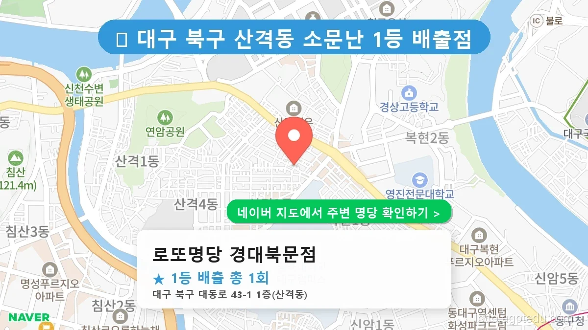제1237회 북구 산격동 로또 명당 로또명당 경대북문점 위치 및 상세정보