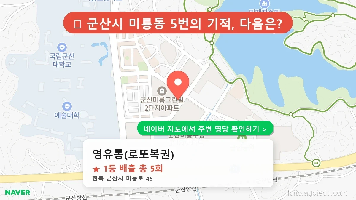 [2026 전북 군산시 로또 명당 순위 TOP 10] 1등 최다 배출 판매점 리스트 완벽 정리