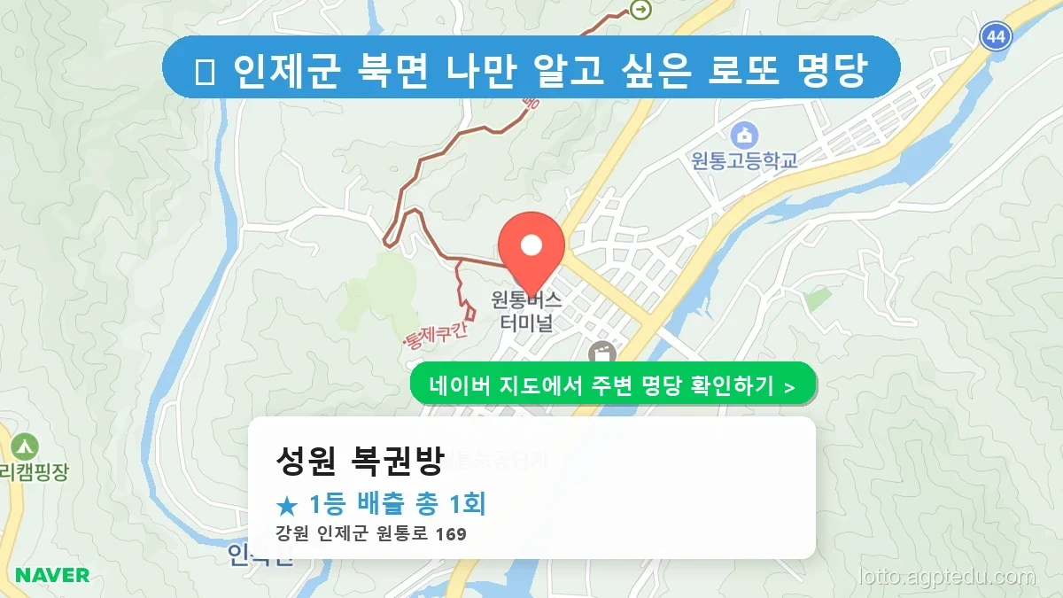강원 인제군 북면 로또 명당 성원 복권방 1등 당첨 배출점 전경